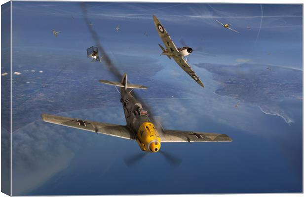 Helmut Wick shot down over Poole Bay Canvas Print by Gary Eason