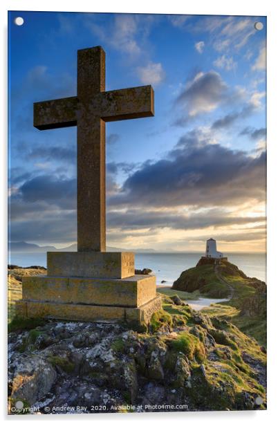 Cross on Llanddwyn Island Acrylic by Andrew Ray
