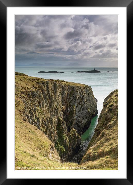 Towards Rhoscolyn Beacon Framed Mounted Print by Andrew Ray