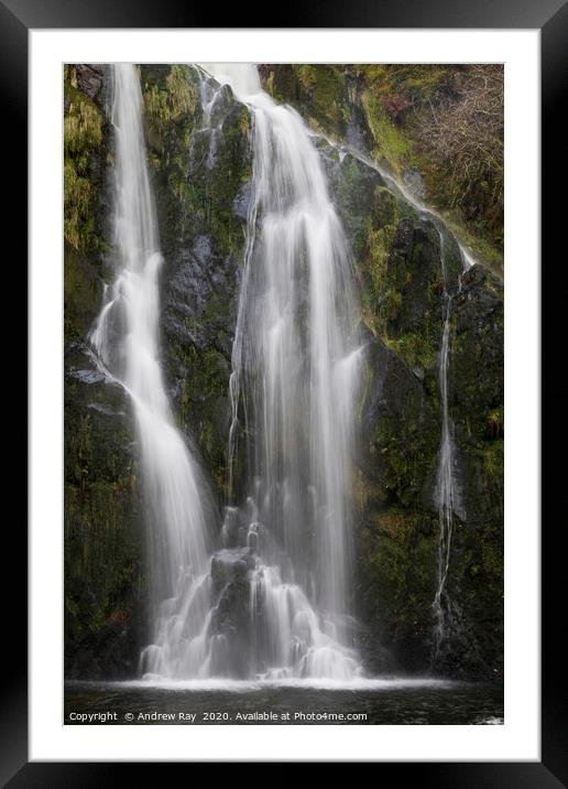 Ceunant Mawr Waterfall cascade Framed Mounted Print by Andrew Ray