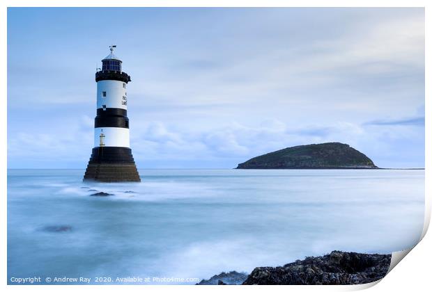 Blue Hour Penmon Lighthouse Print by Andrew Ray