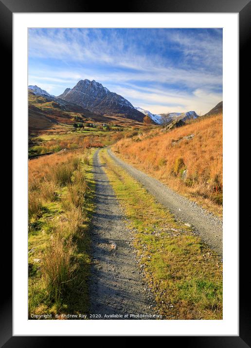 Track towards Tryfan Framed Mounted Print by Andrew Ray