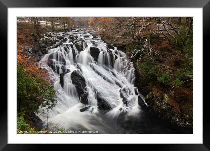 The Afon Llugwy at Swallow Falls Framed Mounted Print by Andrew Ray