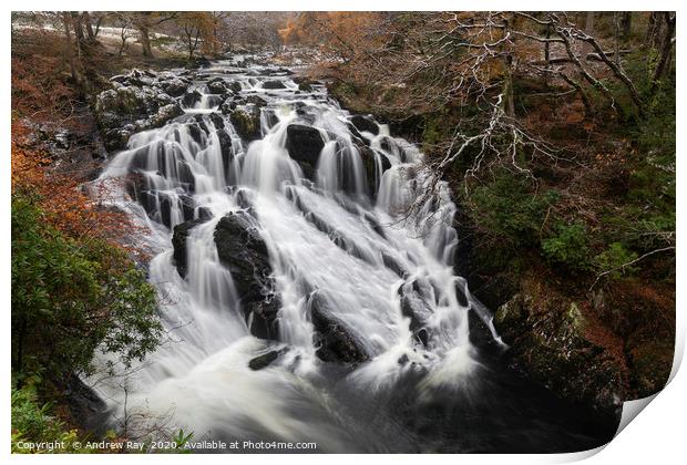 The Afon Llugwy at Swallow Falls Print by Andrew Ray