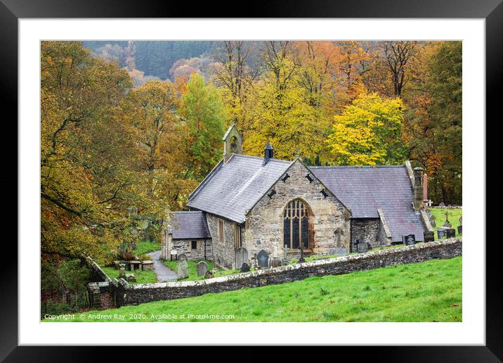 Autumn at Llantysilio Church Framed Mounted Print by Andrew Ray