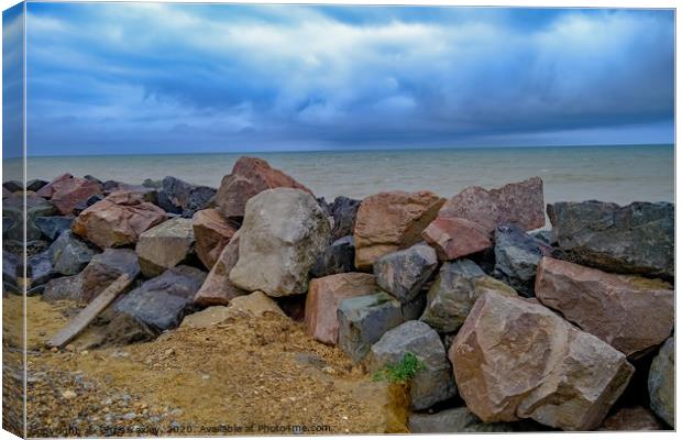 Stormy afternoon on Happisburgh beach, Norfolk Canvas Print by Chris Yaxley