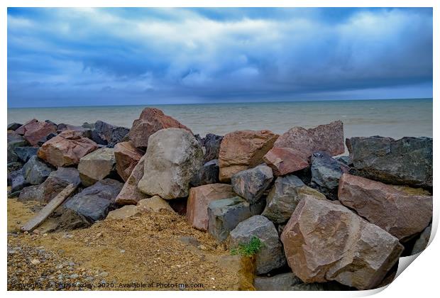 Stormy afternoon on Happisburgh beach, Norfolk Print by Chris Yaxley