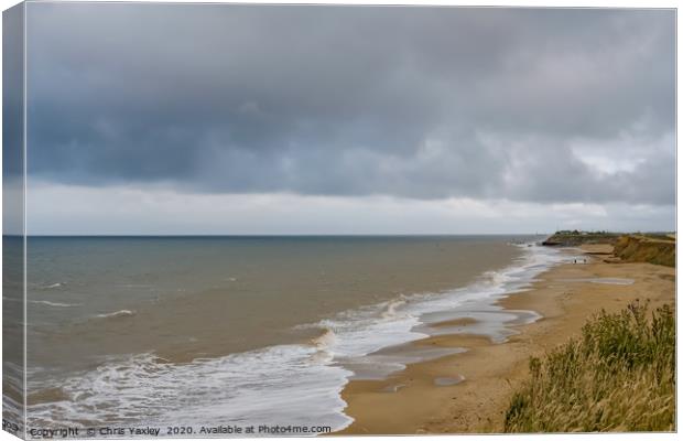 Top down view of Happisburgh beach, Norfolk Canvas Print by Chris Yaxley