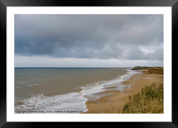 Top down view of Happisburgh beach, Norfolk Framed Mounted Print by Chris Yaxley