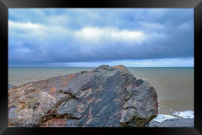 Erosion prevention, Happisburgh beach Framed Print by Chris Yaxley