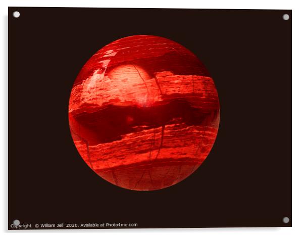 Red jasper orb with terrestrial features Acrylic by William Jell