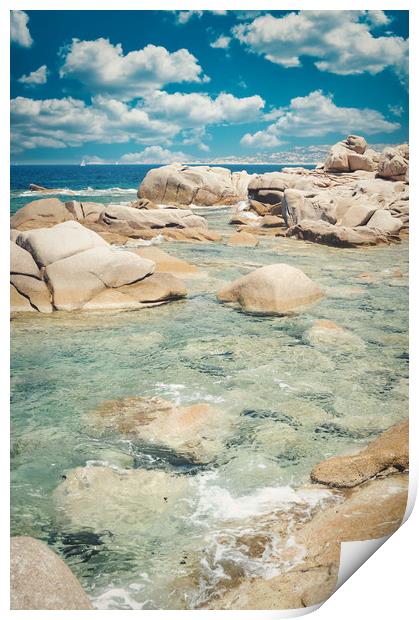 magnificent glimpse of the sea in Sardinia Print by federico stevanin