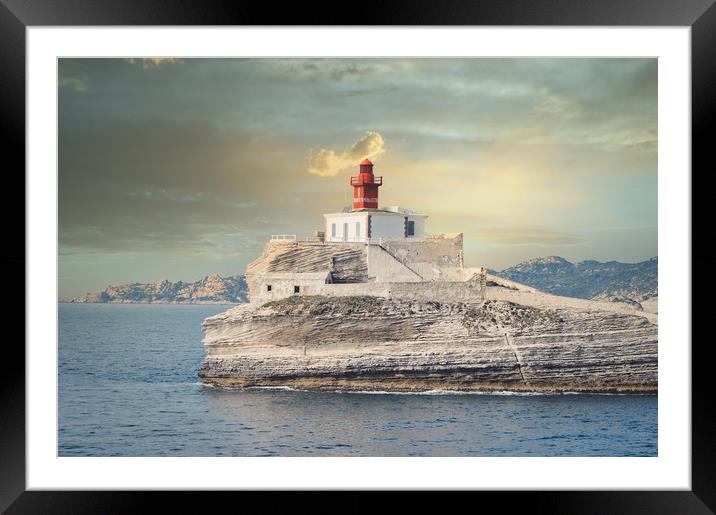 Madonetta lighthouse  Bonifacio Corsica France Framed Mounted Print by federico stevanin