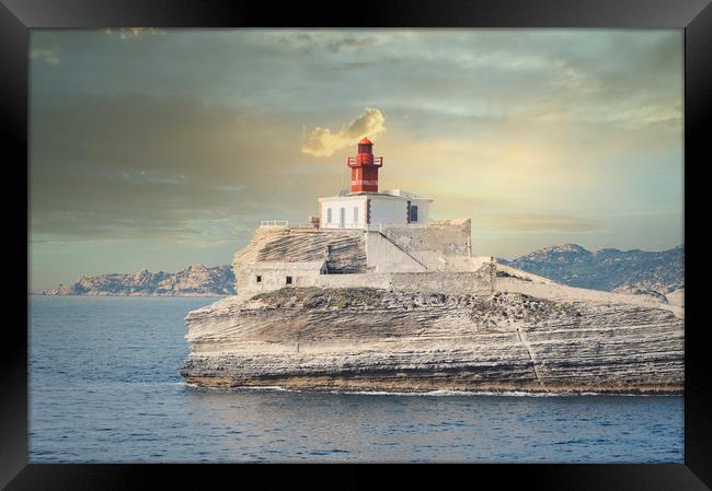 Madonetta lighthouse  Bonifacio Corsica France Framed Print by federico stevanin
