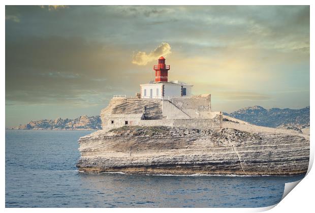 Madonetta lighthouse  Bonifacio Corsica France Print by federico stevanin