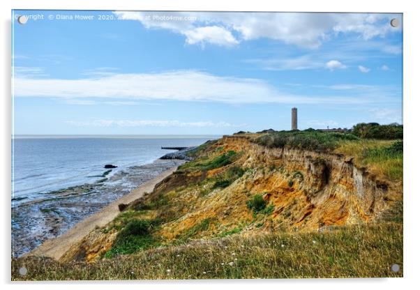 Walton on the Naze cliffs and Tower Acrylic by Diana Mower