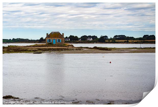 Breton house in the middle of the sea at low tide Print by Jordi Carrio