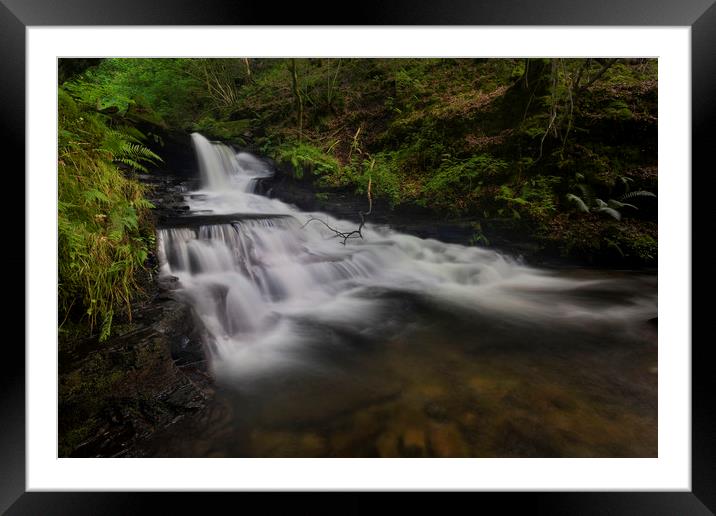 The waterfall at Melincourt Brook Framed Mounted Print by Leighton Collins