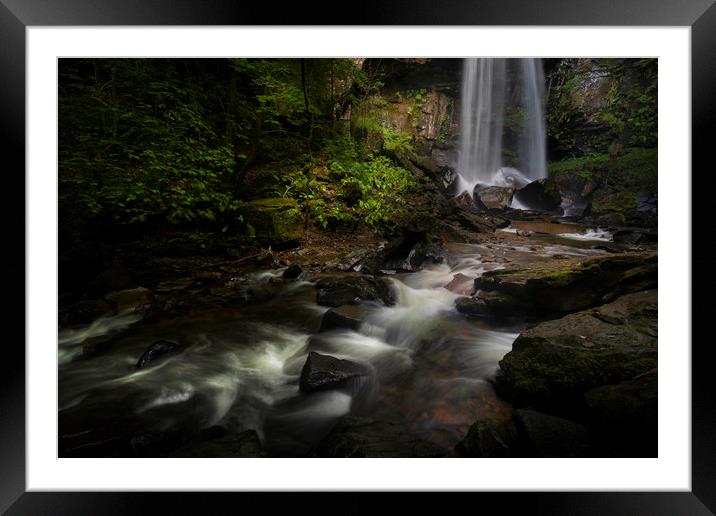 Melincourt waterfall in Resolven, South Wales Framed Mounted Print by Leighton Collins