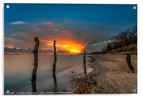 Woodside Bay Sunrise Isle Of Wight Acrylic by Wight Landscapes