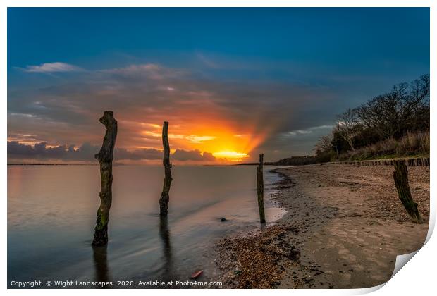 Woodside Bay Sunrise Isle Of Wight Print by Wight Landscapes