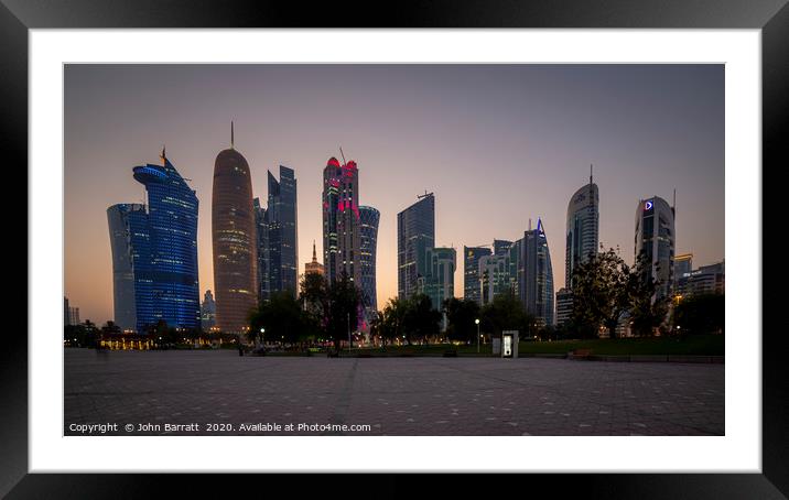 Doha Skyline Framed Mounted Print by John Barratt