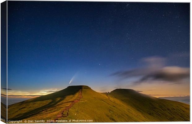 Comet NEOWISE over Corn Du and Pen y Fan in the Br Canvas Print by Dan Santillo