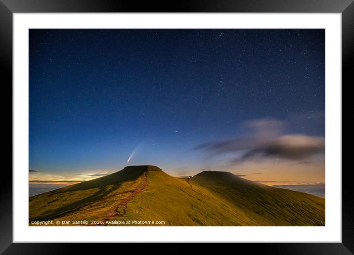Comet NEOWISE over Corn Du and Pen y Fan in the Br Framed Mounted Print by Dan Santillo