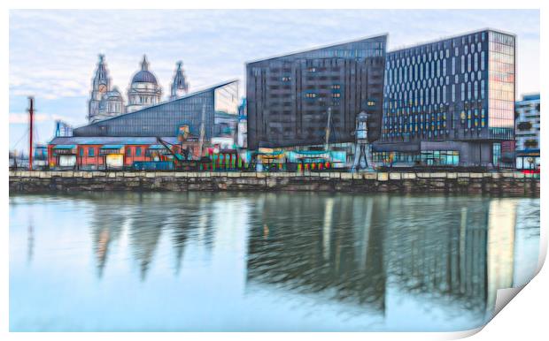 Reflections of the Liverpool skyline in Canning Do Print by Jason Wells