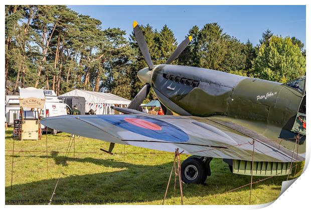 A vintage WW2 Spitfire plane on display  Print by Chris Yaxley