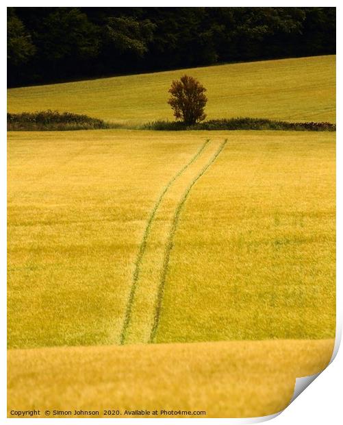 Tree and tracks Print by Simon Johnson