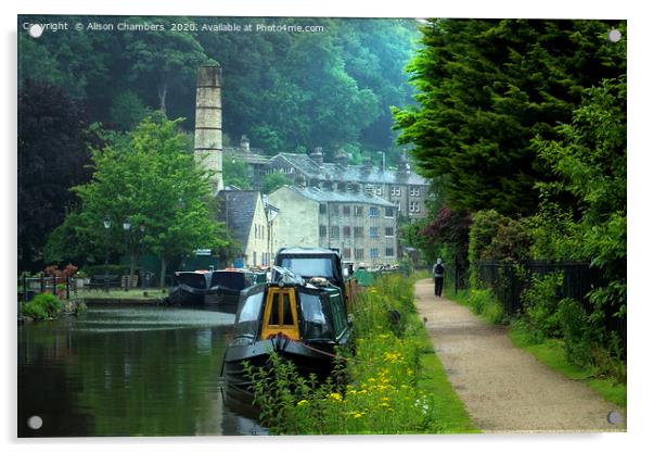 Rochdale Canal, Hebden Bridge Acrylic by Alison Chambers