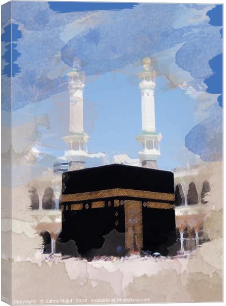Watercolour effects on Khana Kaaba Canvas Print by Zahra Majid