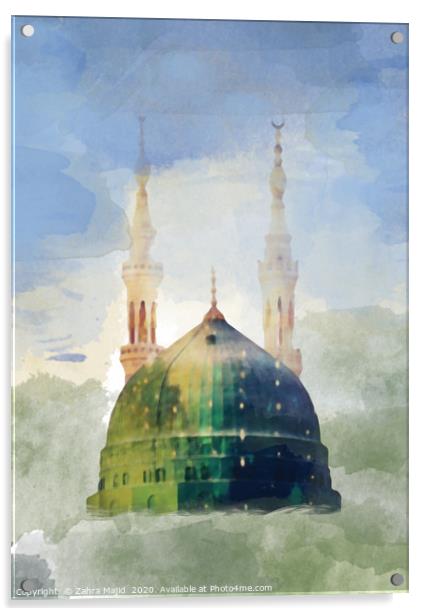 Masjid Nabawi in Digital Watercolour Acrylic by Zahra Majid