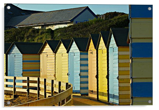 Beach Huts On Summerleaze Acrylic by kelly Draper