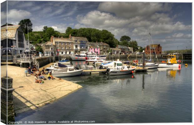 Padstow Harbour Reflected Canvas Print by Rob Hawkins