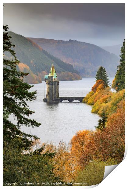 Autumn at Lake Vyrnwy Print by Andrew Ray