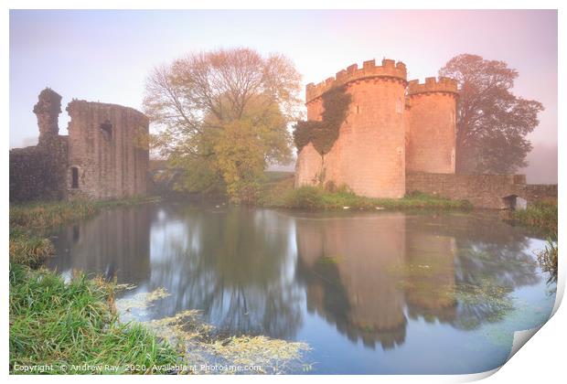 Morning at Whittington Castle Print by Andrew Ray