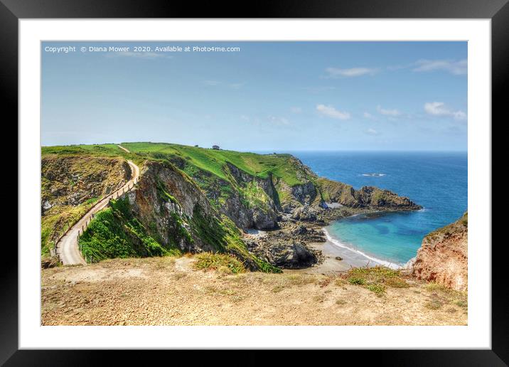 La Coupee and La Grande Greve Beach Sark Guernsey  Framed Mounted Print by Diana Mower