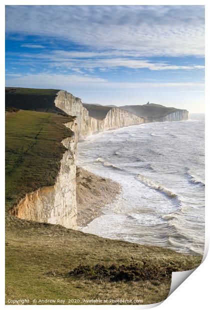 Seven Sisters and Beachy Head Print by Andrew Ray