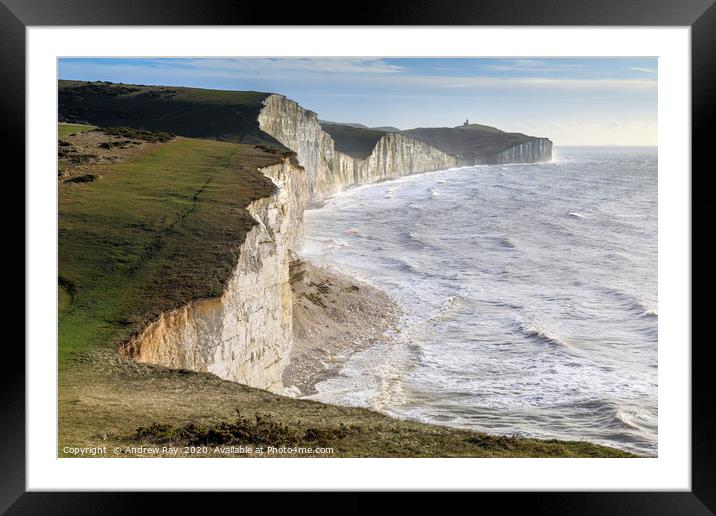 Beachy Head from the Seven Sisters Framed Mounted Print by Andrew Ray