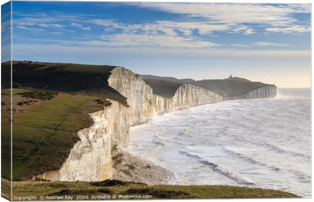 Clifftop view (Seven Sisters) Canvas Print by Andrew Ray