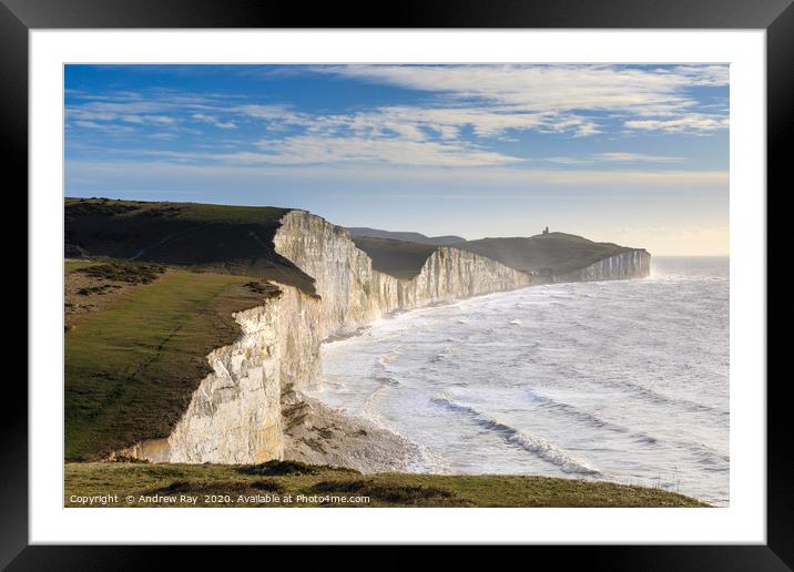Clifftop view (Seven Sisters) Framed Mounted Print by Andrew Ray