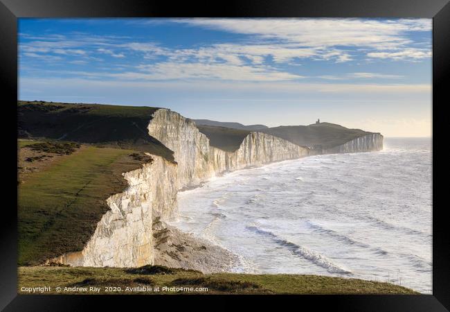 Clifftop view (Seven Sisters) Framed Print by Andrew Ray