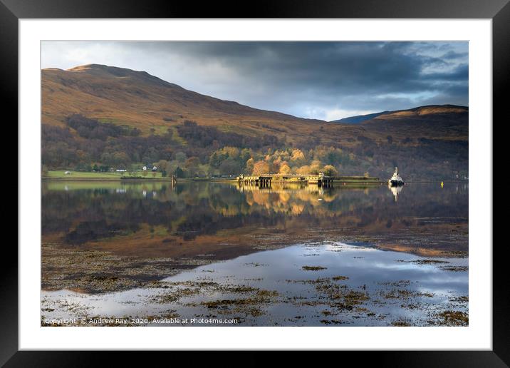 Autumn reflections (Loch Linnhe) Framed Mounted Print by Andrew Ray