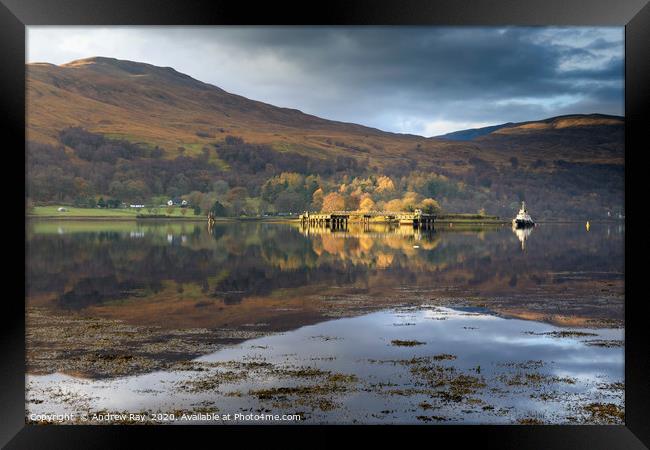Autumn reflections (Loch Linnhe) Framed Print by Andrew Ray