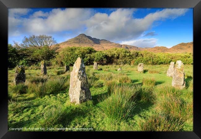 Loch Buie Stone Circle Framed Print by Andrew Ray