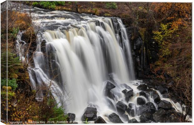 Aros Park Waterfall Canvas Print by Andrew Ray