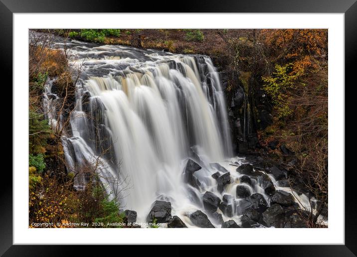 Aros Park Waterfall Framed Mounted Print by Andrew Ray