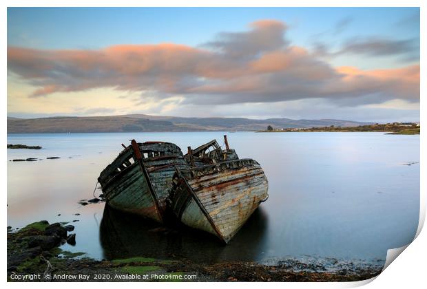 Abandoned boats (Salen) Print by Andrew Ray